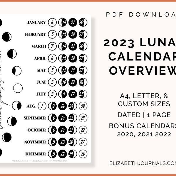 2023 Lunar Calendar | A4, Letter, and Custom Size | Digital Planner & Printable Bullet Journal | PDF Download | Instant Download