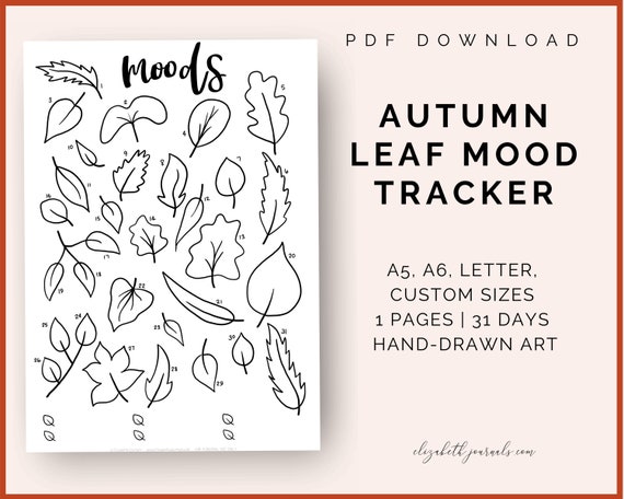 Autumn Leaf Mood Tracker Bullet Journal Printable - Etsy