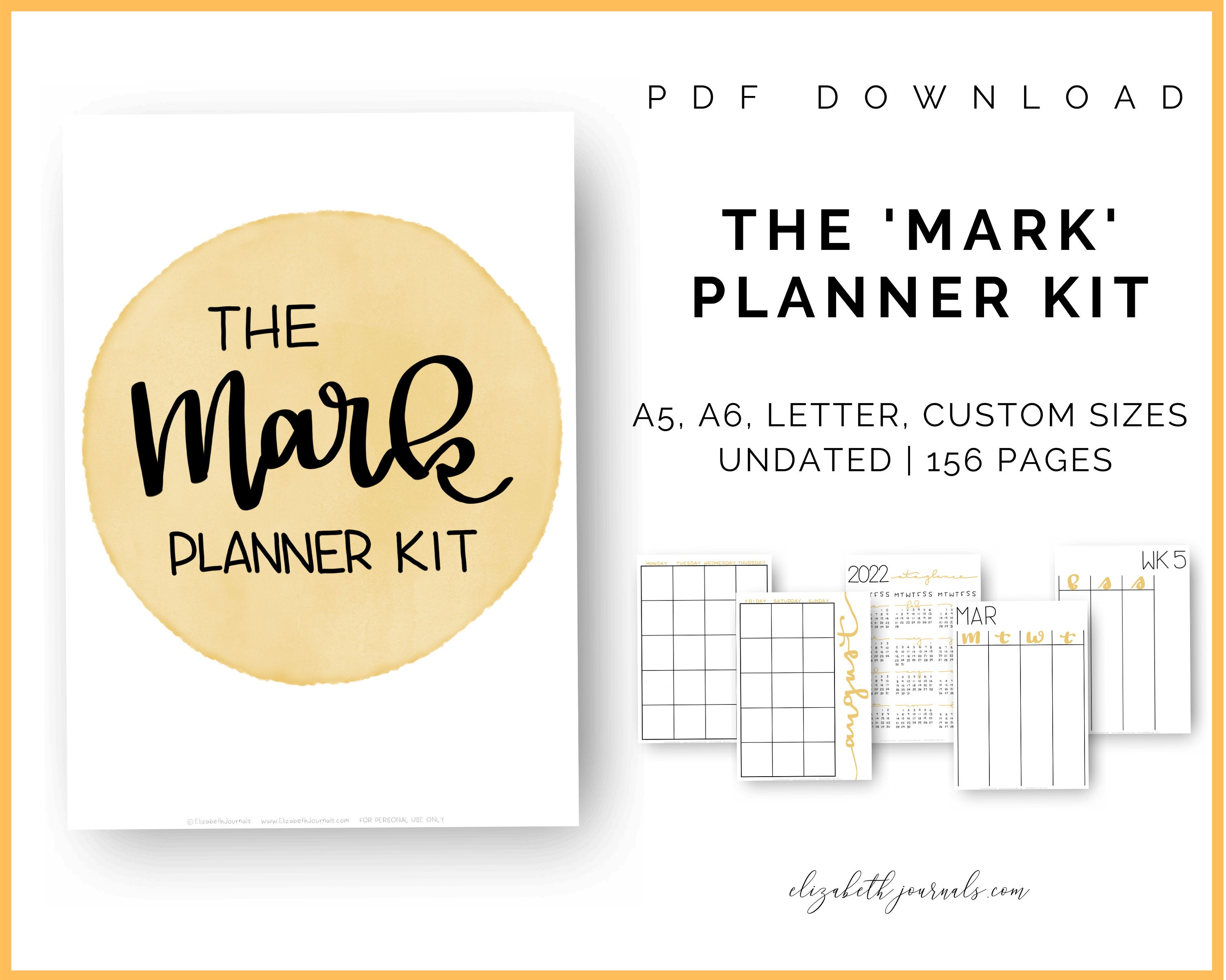 The 'mark' Planner Kit Digital Planner Printable Etsy
