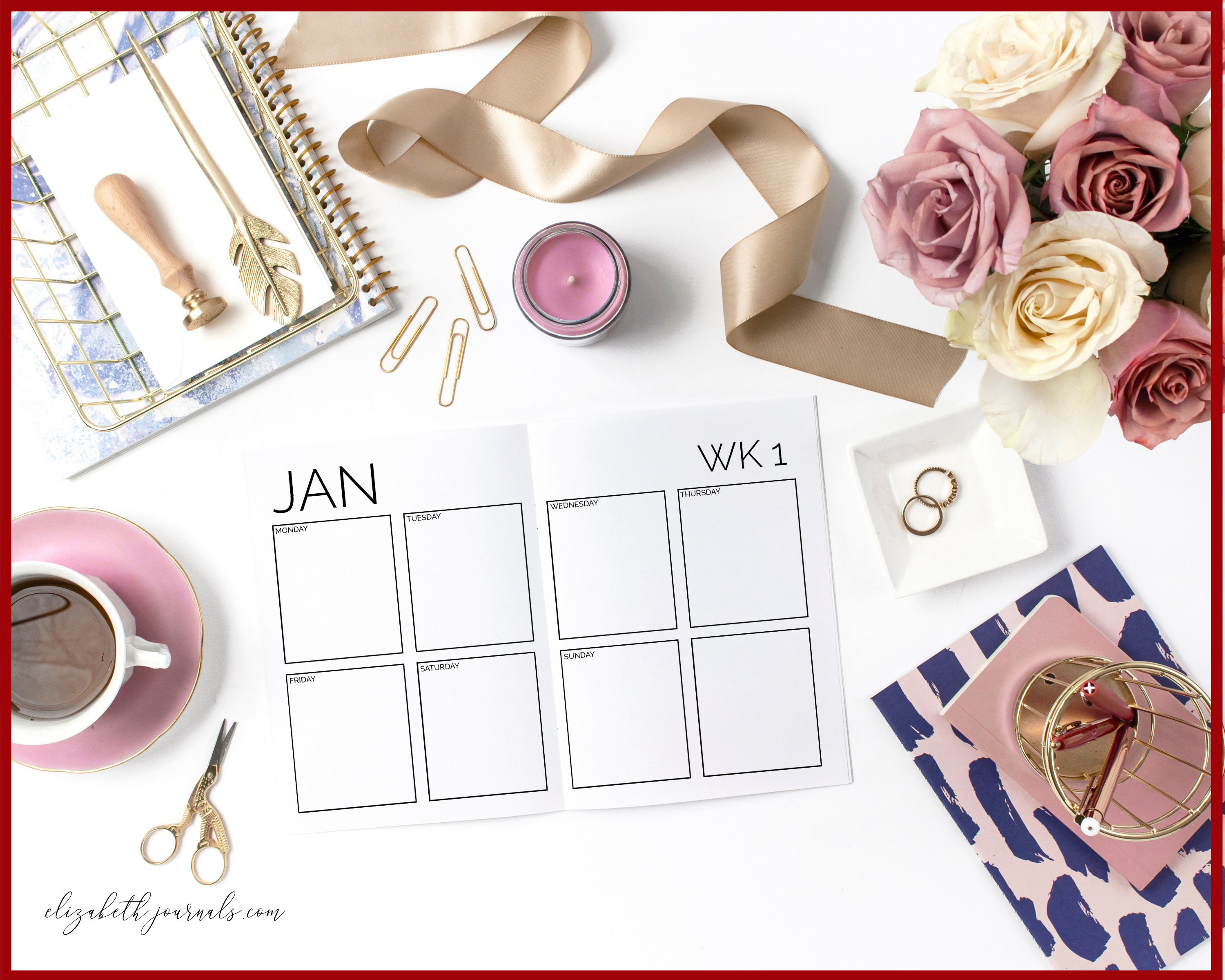 Printable Minimal Weekly Grid A5 Size Includes 12 Months | Etsy