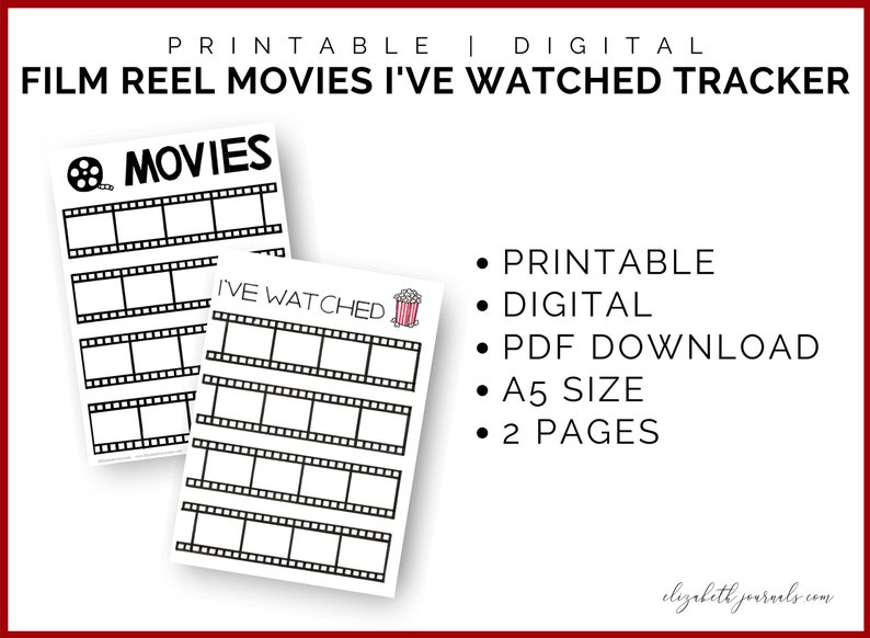 Film Reel Style Movies Ive Watched Tracker A5 Size PDF Etsy
