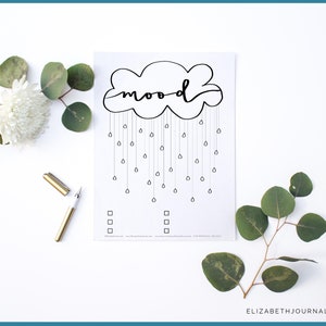 Rain Cloud Mood Tracker Bullet Journal Printable A5, A6, Letter Sizes ...