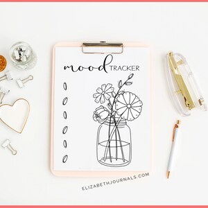 Flowers in a Jar Mood Tracker Printable Planner Digital Bullet Journal ...