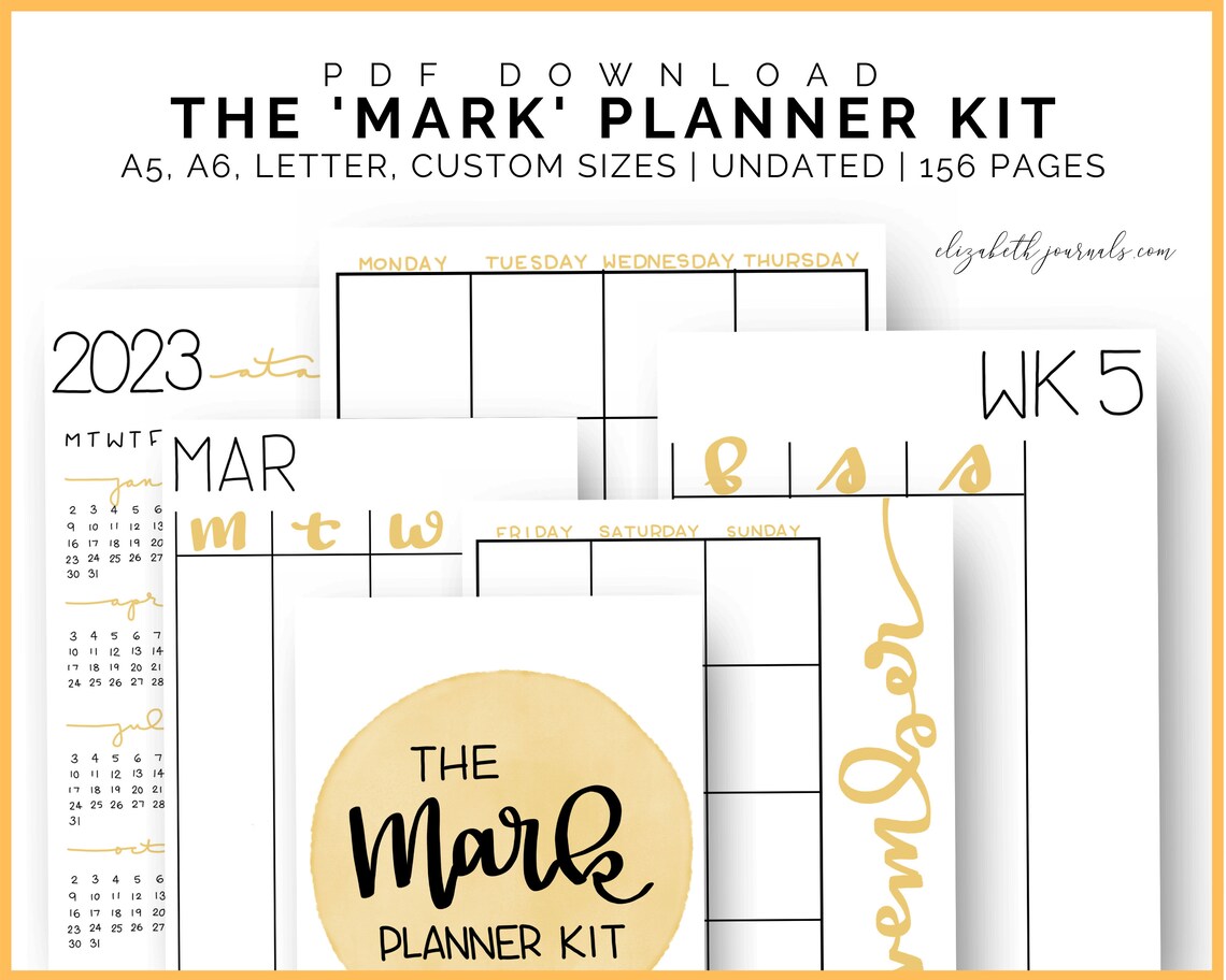 The 'mark' Planner Kit Digital Planner Printable Etsy