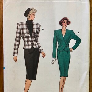 80s Jacket & Skirt Sewing Pattern / Vintage 1980s / Women&#39;s Size 8-10-12 Bust 31 1/2-34 / Vogue 9658