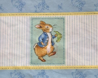 Beatrix Potter Peter Rabbit Fabric / Vintage Novelty Border Pattern / 60" Wide SOLD by the 1/2 YARD / Bunny Nursery Craft Fabrics