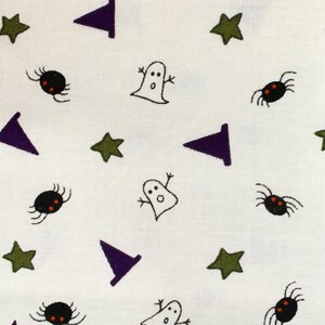 Halloween Cotton Fabric / 43&quot; Wide / Ghosts & Spiders / Sold by the HALF YARD / Vintage Sewing / Craft / Quilting Fabrics