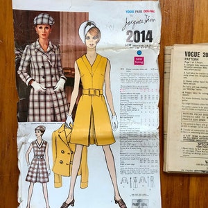 1960s Jacques Heim Patron de couture / 60s Mod Designer Robe & Veste / Taille 10, Buste 32 1/2 / Vogue Paris Original 2014 / Rare Find