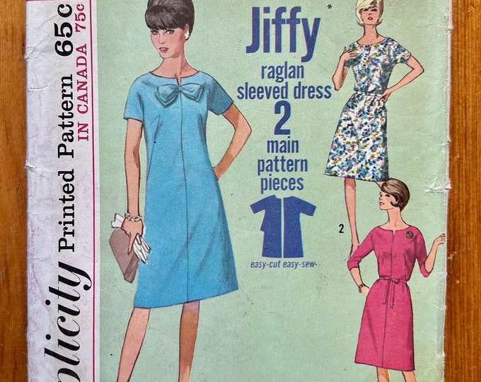 60s Aline Dress Sewing Pattern / Vintage 1960s Jiffy / Easy Sew Dress / Women