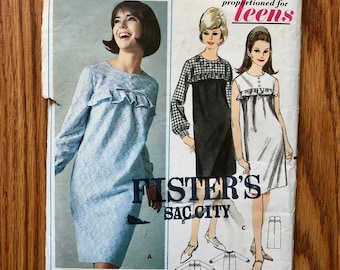 60s A-Line Dress Sewing Pattern / Vintage 1960s Teen's Dress / Size 12 Bust 31 / Butterick 3741