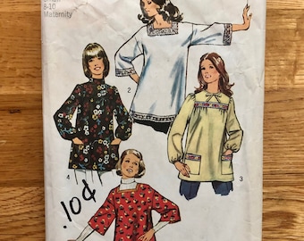 Maternity Tops Sewing Pattern / Vintage Blouse / Top / Size Small, Bust 31 1/2 - 32 1/2 / Simplicity 5369