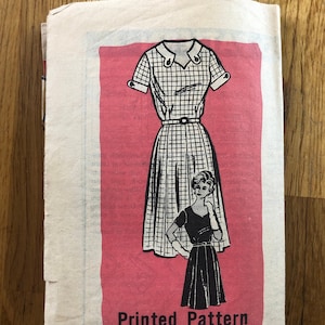 50er Jahre Kleid Schnittmuster / Vintage 50er Jahre / Damen Halbgröße 16 1/2, Büste 37 / Versand 9472