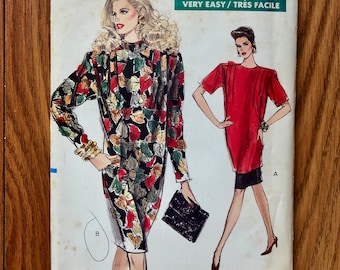 Tunic, Skirt & Dress Sewing Pattern / 80s Vintage Dress / Women's Size 8-10-12, Bust 31 1/2 - 34 / Very Easy Vogue 7293