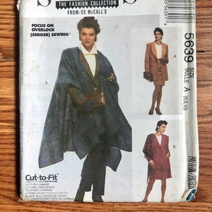 Jacket & Cape Sewing Pattern / 90s Vintage Coat / Size 8-10-12, Bust 31 1/2 - 34 / McCalls 5639