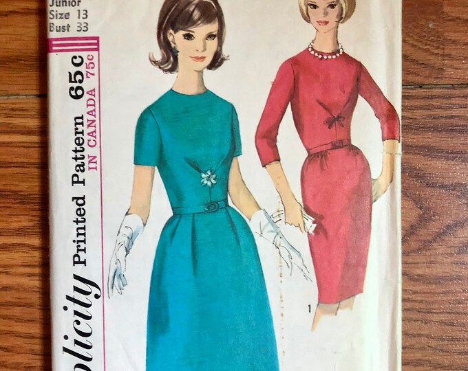 60s Aline or Sheath Dress Sewing Pattern / 1960s Vintage Women