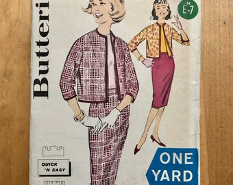 1950s Skirt & Jacket Sewing Pattern / 50s Vintage Easy One Yard Pattern / Women's Size 12 Bust 32 / Butterick 9476