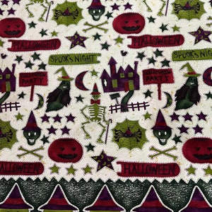 Tela de Halloween cortada a medida / Fantasmas, esqueletos espeluznantes / ALGODÓN / 40&quot; de ancho / Cuarto / Media yarda / Costura / Manualidades / Telas para colchas