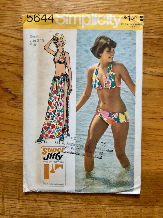 70s Bikini Swimsuit Sewing Pattern / Vintage Bathing Suit / Bra