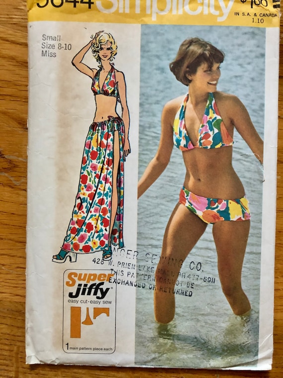 70s Bikini Swimsuit Sewing Pattern / Vintage Bathing Suit / Bra Top Panties  / Women's Size Small, Bust 31 1/2 32 1/2 / Simplicity 5644 