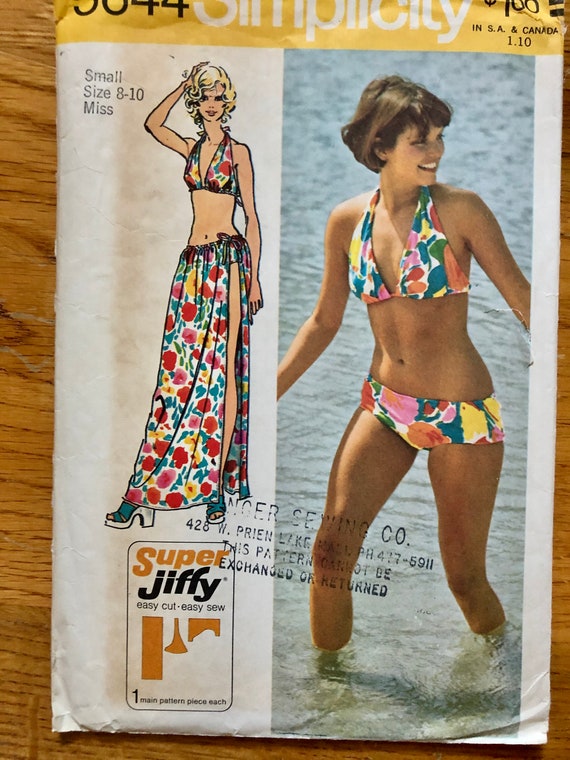 70s Bikini Swimsuit Sewing Pattern / Vintage Bathing Suit / Bra