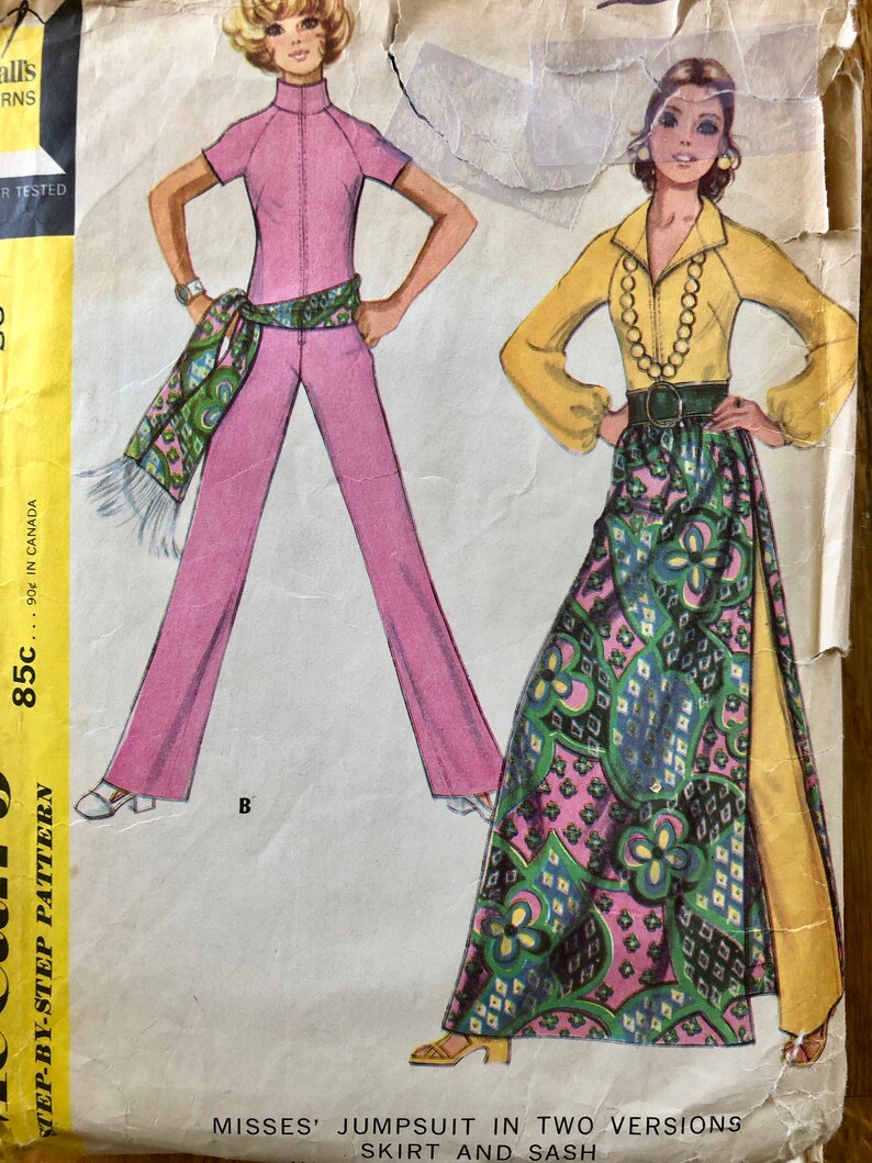 70s Jumpsuit Sewing Pattern / 1970s Vintage Jumpsuits Skirt & Etsy