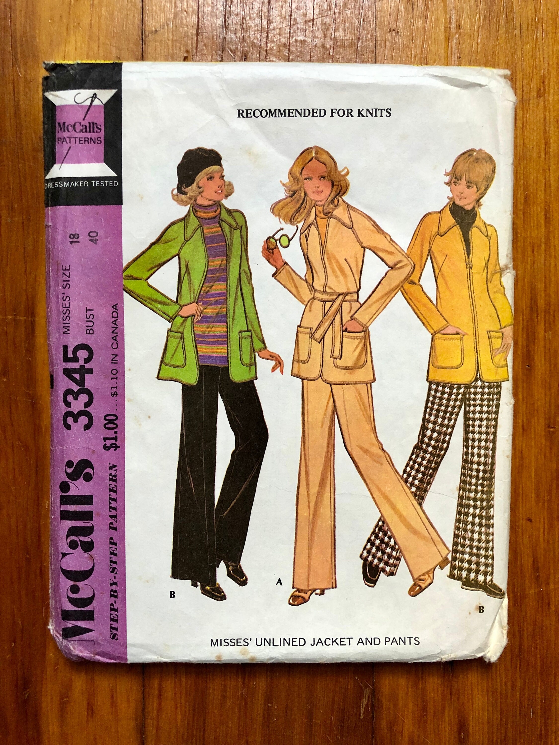 70s Jacket & Pants Sewing Pattern / 1970s Vintage / Women