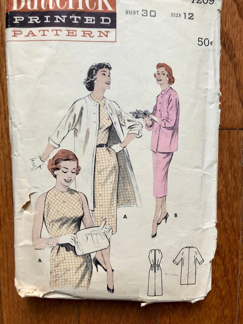 1950s Sheath Dress & Coat Sewing Pattern / 50s Vintage Slim | Etsy