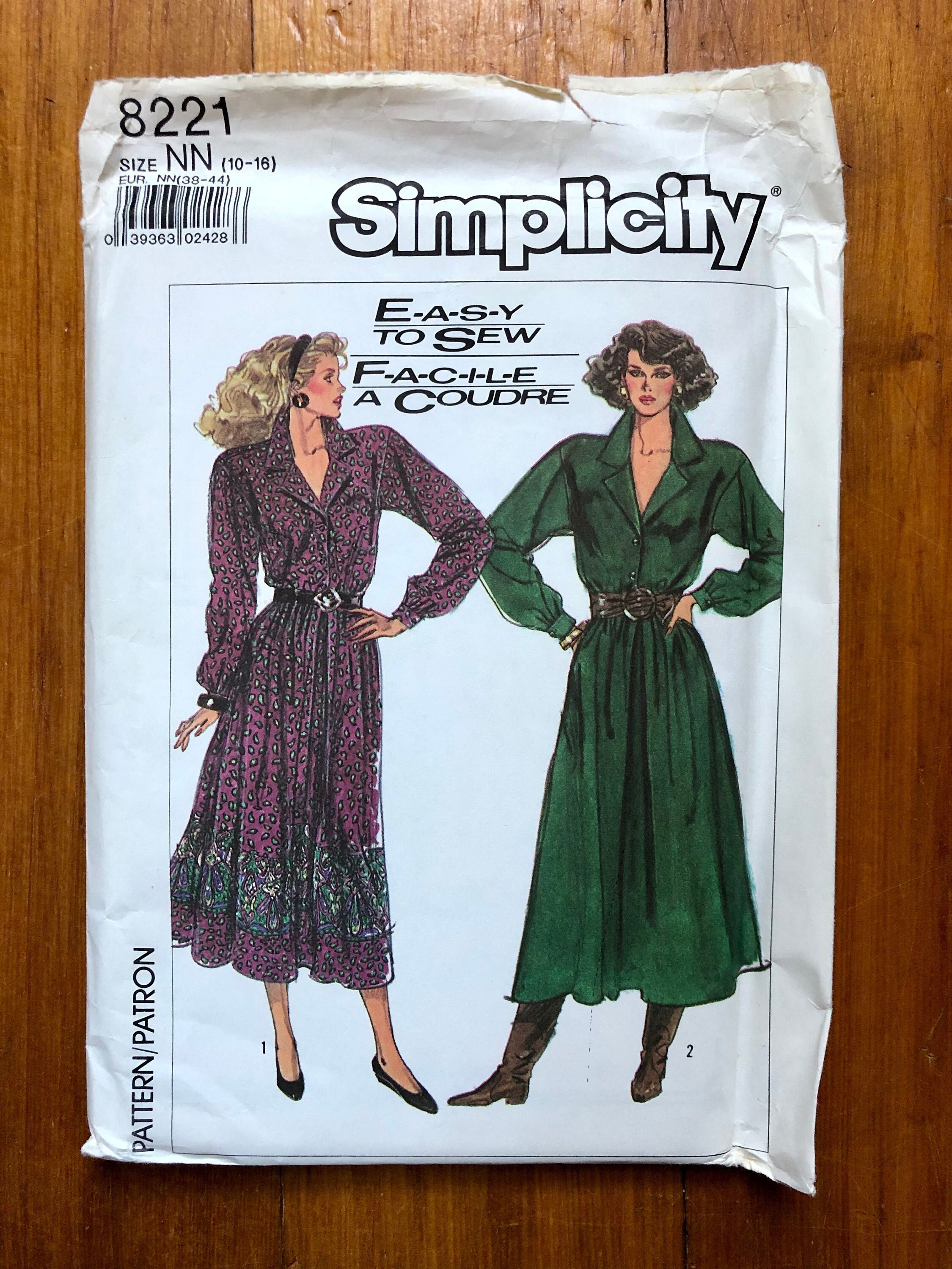 80s Dress Sewing Pattern / Vintage 1980s Shirt Dress /
