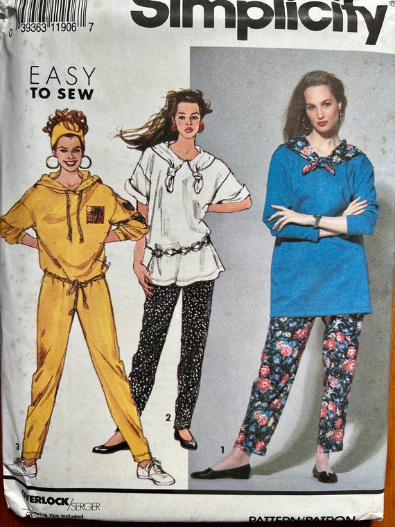 90s Top & Sweatpants Sewing Pattern / Vintage Easy to Sew 