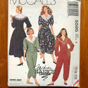 90s Jumpsuit Sewing Pattern / Vintage Dress & Jumpsuit / Women&#39;s Size 6, Bust 30 1/2 / McCalls 5595