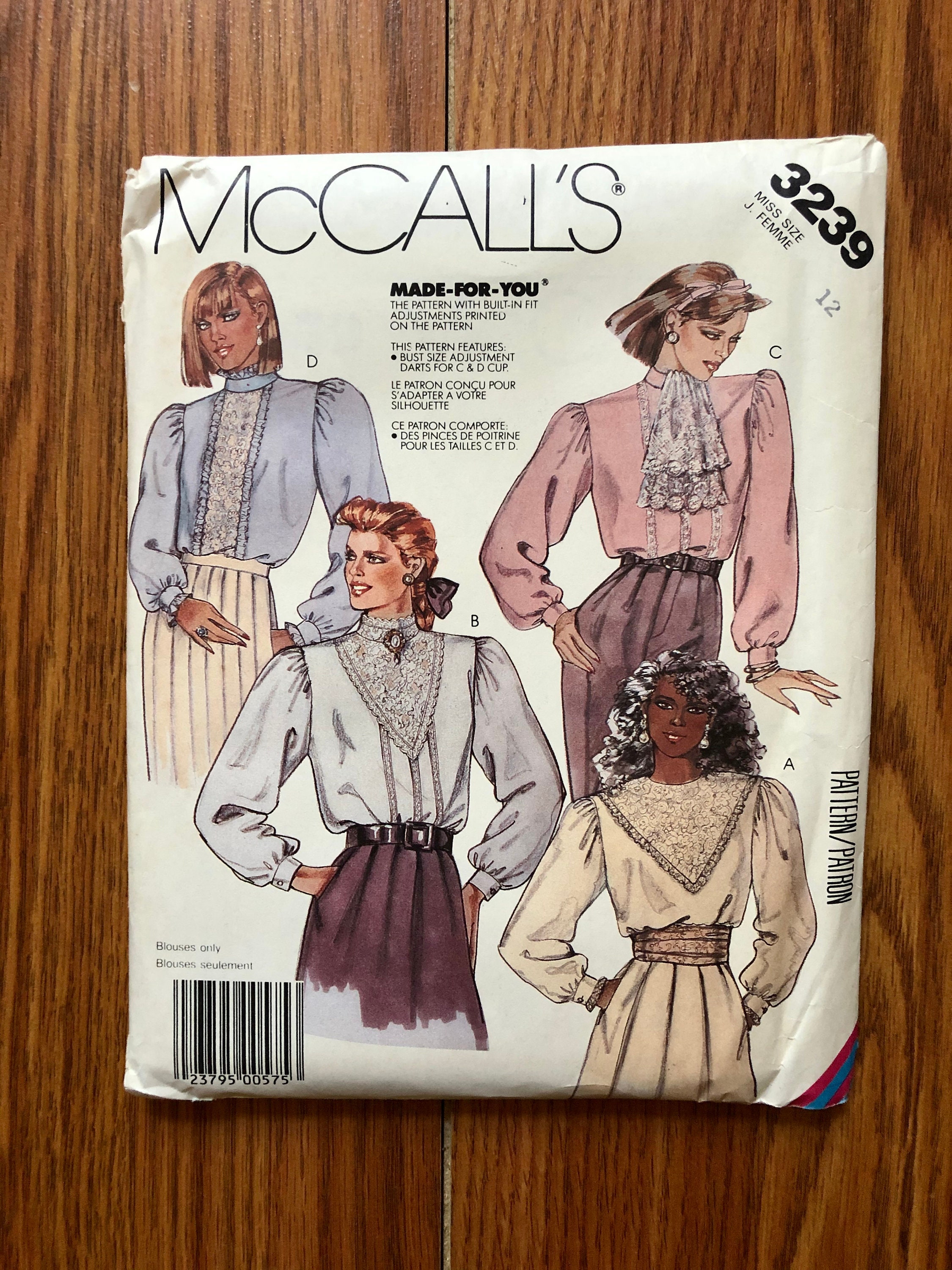 McCalls Vintage Pattern 8085 Blouse Bust 32.5 Gathered Ruffles Yokes Size  10 FF