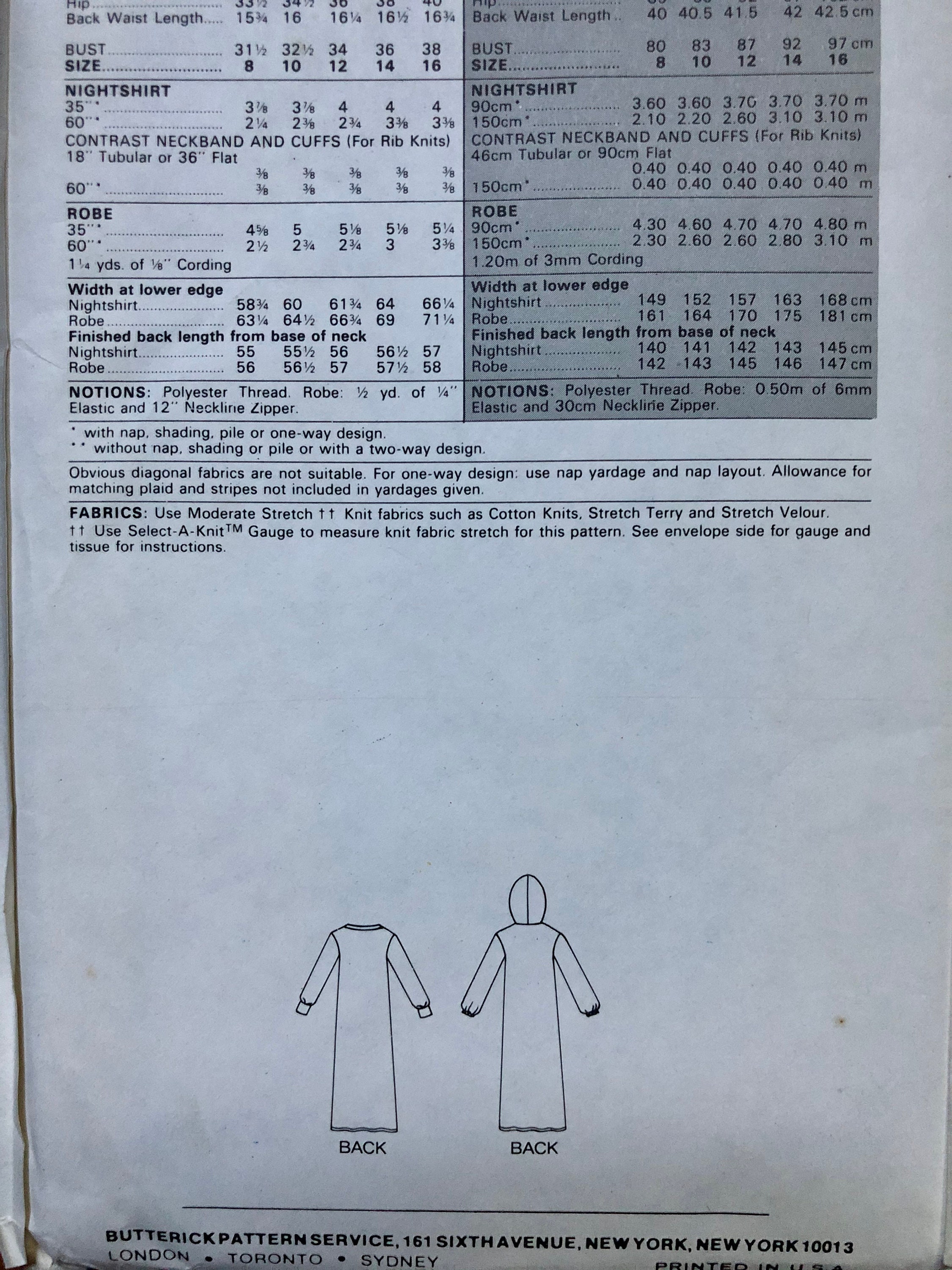 Robe &amp; Night Shirt Sewing Pattern / 80s Vintage Night Gown / - Etsy