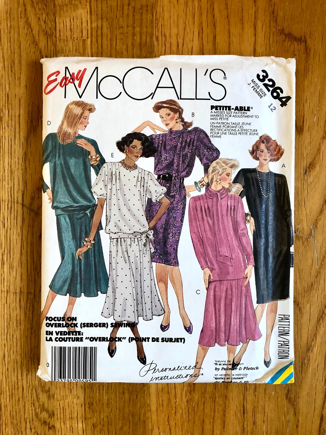 80s Dress Sewing Pattern Vintage Dress Top Skirt Scarf Sizes