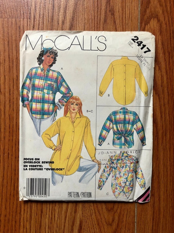 80s Blouse Sewing Pattern / 1980s Vintage Women's Shirt / Top