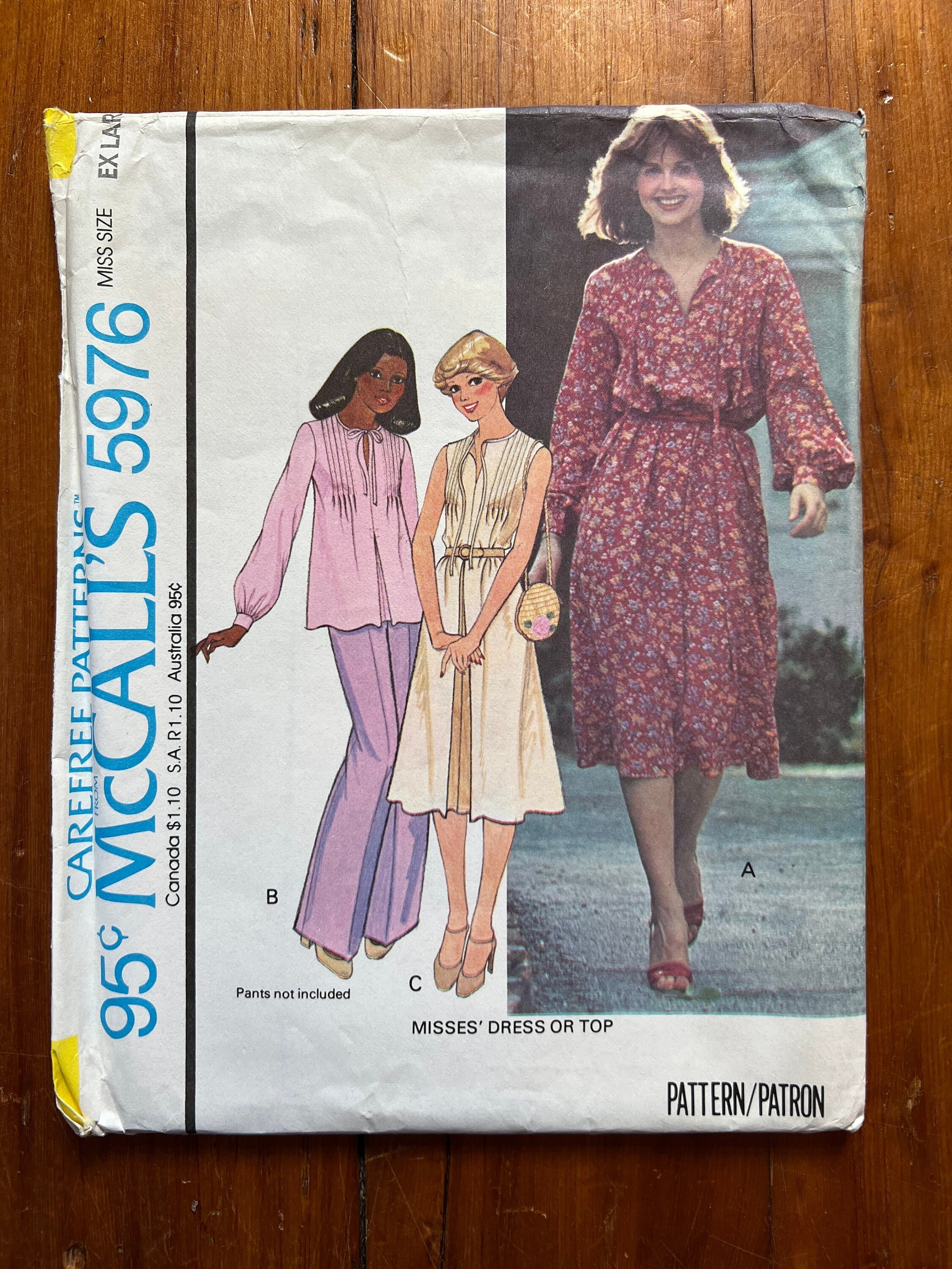 70s RETRO Dress Pattern McCalls 2373 Vintage Sewing Pattern 2 Style  Versions UNCUT Bust 30 FACTORY FOLDED