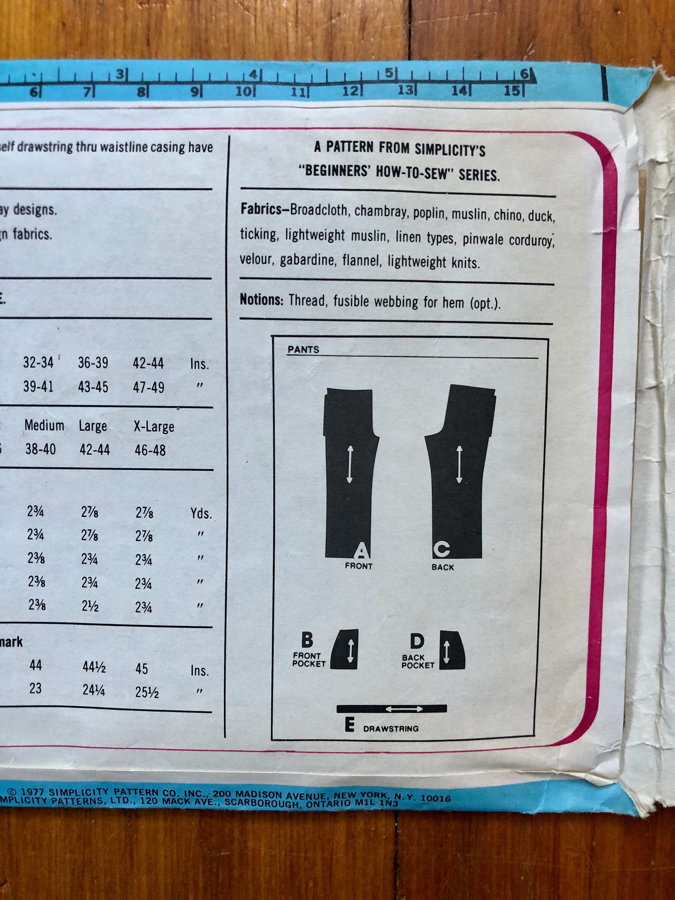 70s Men's Drawstring Pants Sewing Pattern / 1970s Vintage Etsy