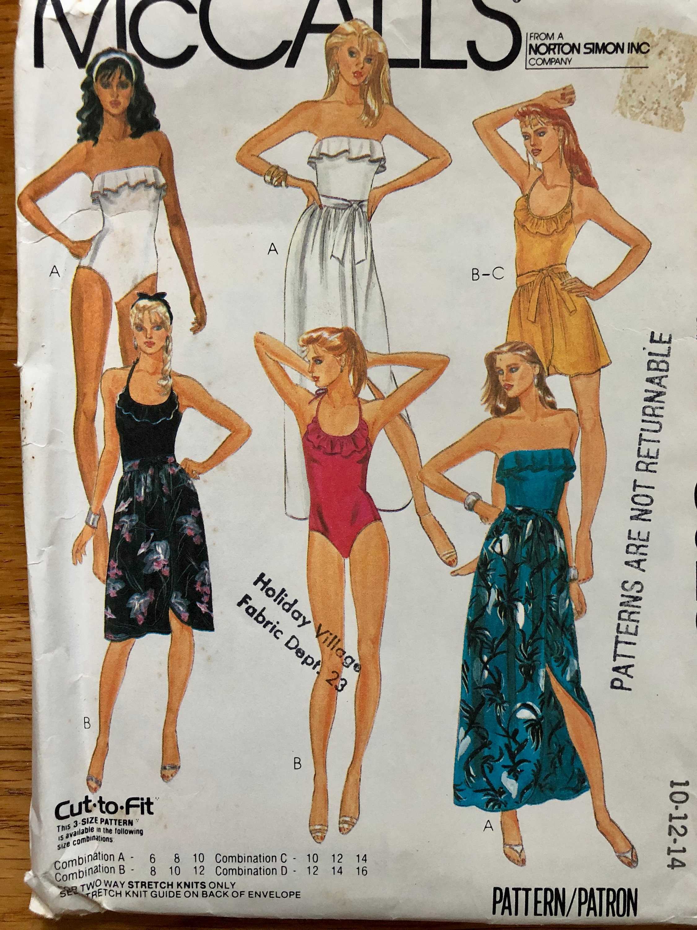 Wrap Skirt & Swimsuit Sewing Pattern / 80s Vintage One Piece - Etsy