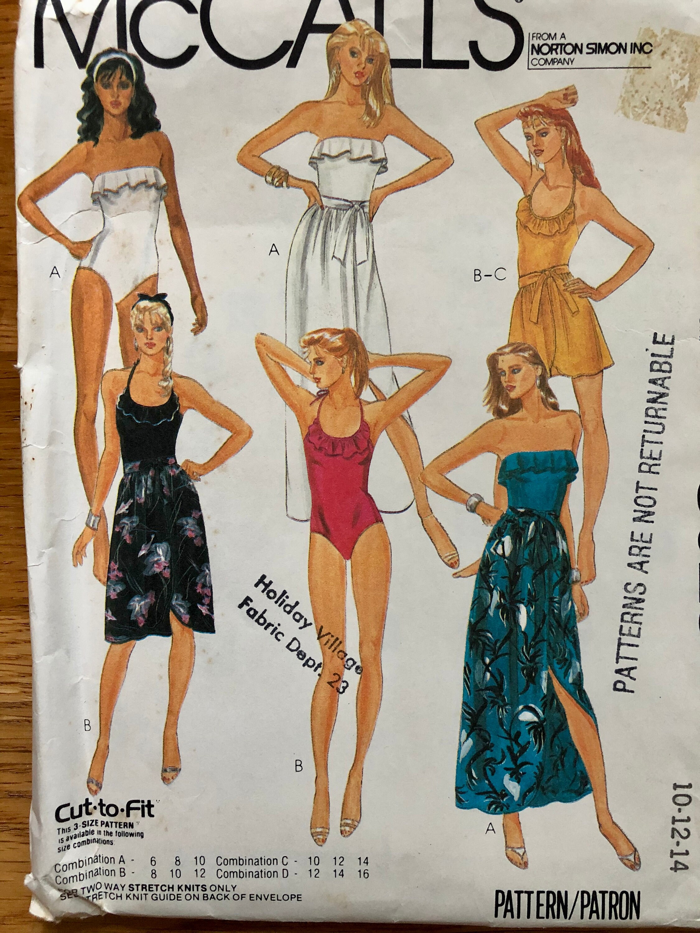 Vintage Drawing Printed Swimwear & Wrap Skirt