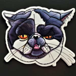 Grey and White CAT STICKER