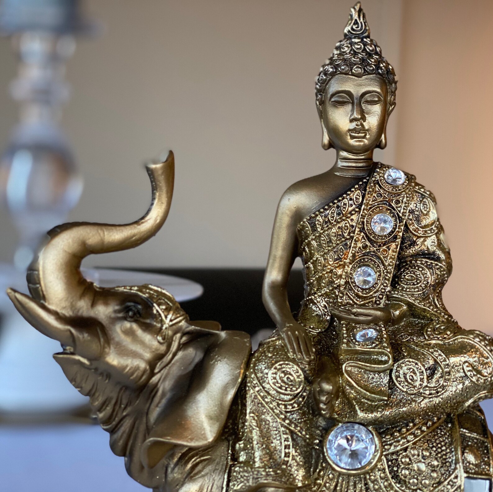 Buddha Statue Ganesha Elephant Gold Tone Buddha Figure Etsy