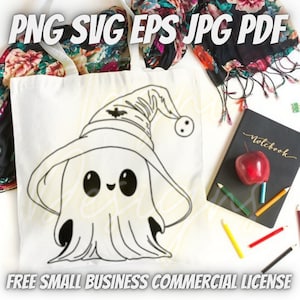 Gráfico Fantasma do Feiticeiro | Dia das Bruxas | Chapéu assustador do jardim da estação de <br> Não Perca! Sorriso | png jpg svg pdf eps | Sublimação | Silhueta | Transferir imagem