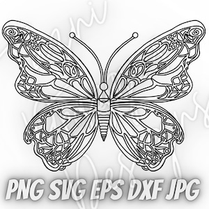 Borboleta Simples | Colorir | Decoração de jardim | Geométrico | Erro | png jpg svg dxf eps | Sublimação | Silhueta | Transferência | Gráfico vetorial