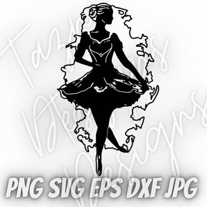 Silhouette de ballerine élégante : pose de danse gracieuse – Graphique numérique pour projets et designs créatifs | png jpg svg dxf eps | Transférer l'image