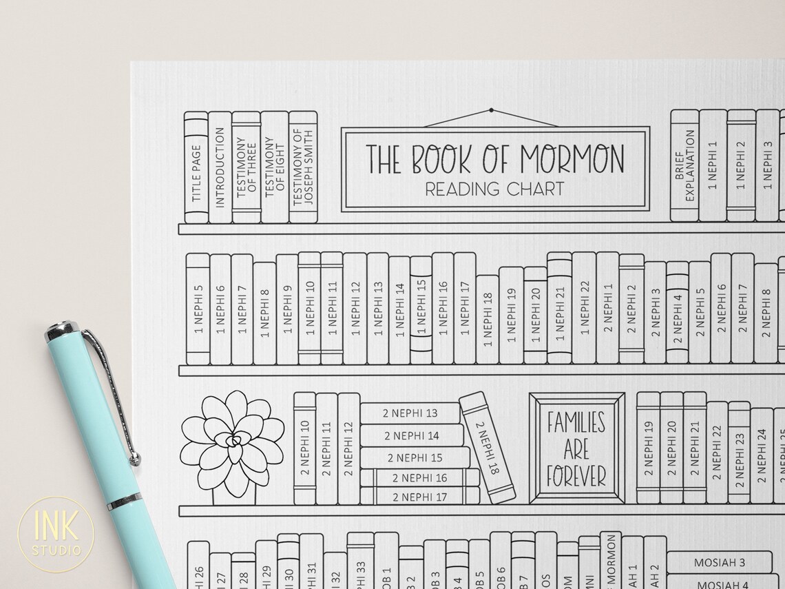 Bom reading chart english lds young women lds youth relief etsy