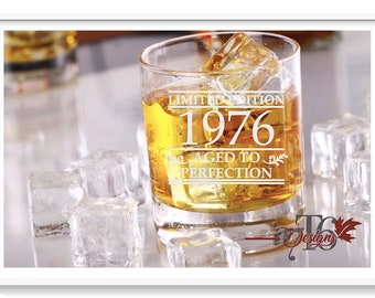 Personalized Birthday Whiskey Glass, Etched Birth Year Gift