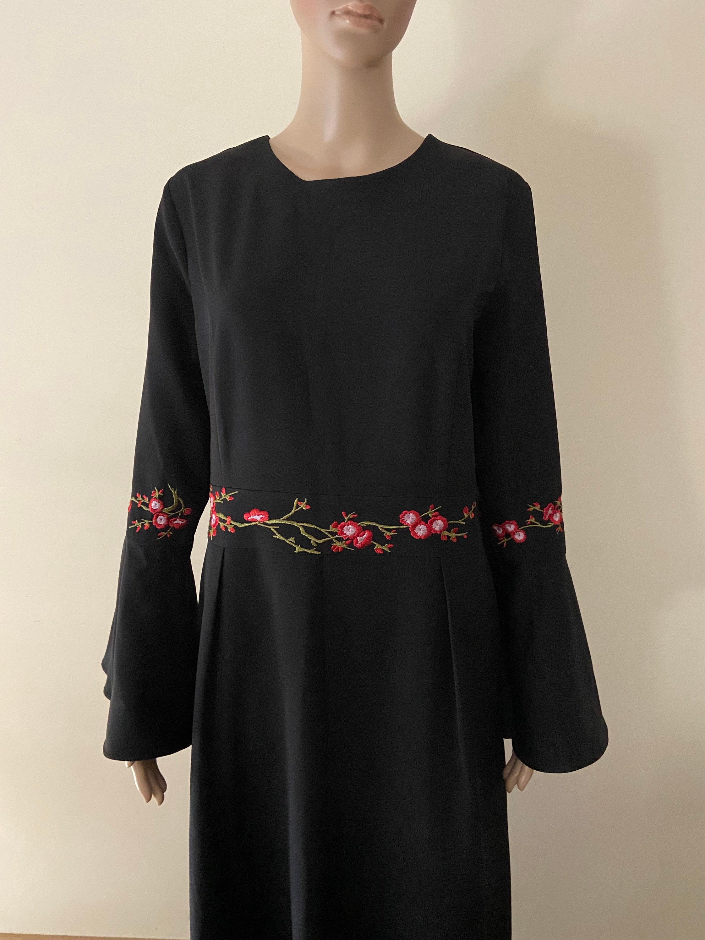Solis Dress in Black with Multi Boho Print