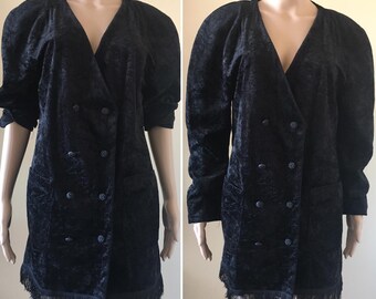 vintage Robe blazer en velours noir avec empiècements taille S/M