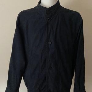 Pierre Cardin navy blue suede bomber jacket, size L - XL