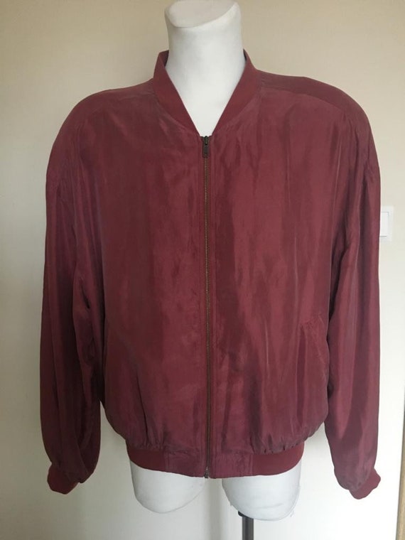 Vintage Men’s Red Silk Bomber Jacket size L