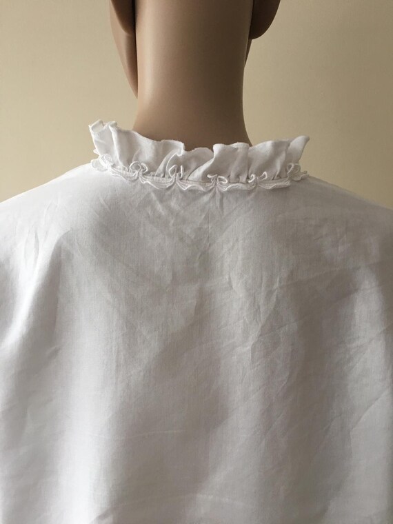 Vintage White Blouse with Frills Folklore Handmade - image 3